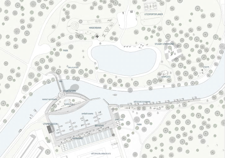 Sweco tar fram vision för &Ouml;rebros småbåtshamn, situationsplan.