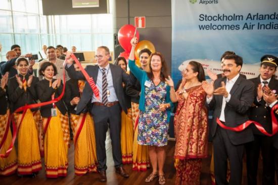 Invigning av Air India's nya direktlinje på Stockholm Arlanda Airport