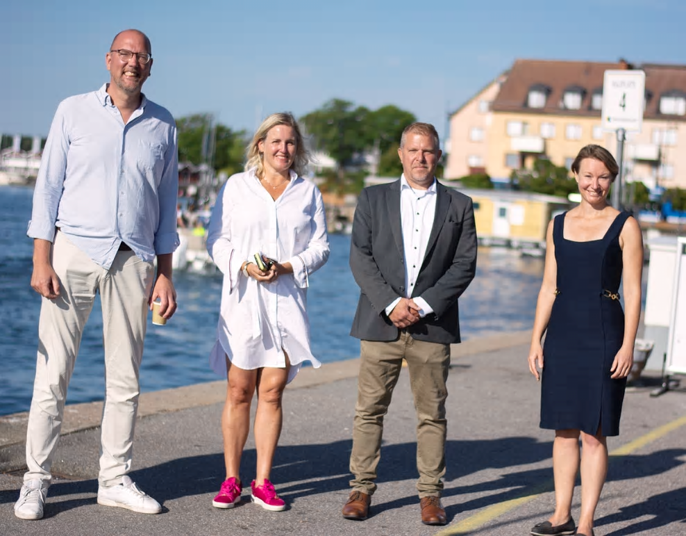 Gustav Hemming (C) Skärgårdsregionråd, Malin Forsbrand (C) Kommunstyrelsens ordförande i Vaxholm, Peter Fyrby VD för Blidösundsbolaget, Michaela Haga (C) Ordförande för Sjötrafikutskottet i Region Stockholm.