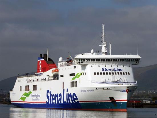 RoPax-fartyget Stena Lagan är ett av de förlängda fartygen som kommer färdas på linjen mellan Nynäshamn och Ventspils. Så här såg hon ut innan förlängningen.