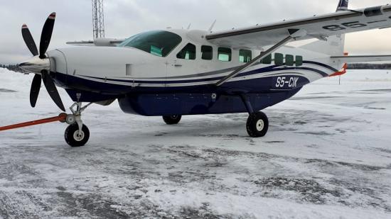 Flygplanet som flyger Coronatesterna, en Cessna Caravan.