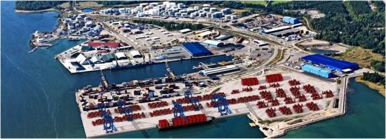 Containerhamnen där det nya lagret ska byggas, Gävle Hamn.