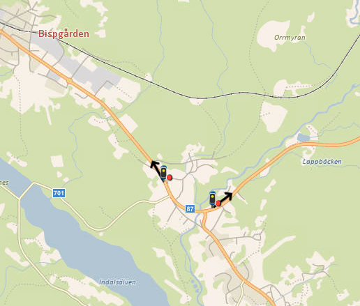 Placeringar väg 87 Fors- östra Bispgården.