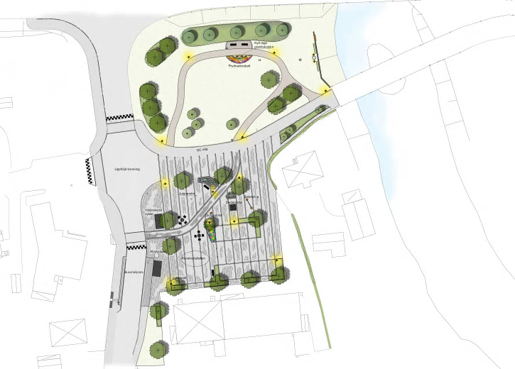 Så här kommer Olanders torg och Broparken att se ut efter upprustningen.