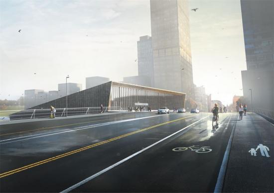 Visionsbild över nya Barkarby station (bilden är en illustration).