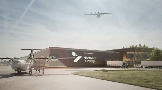 Heart Aerospaces nya anläggning Northern Runway.<br />Bild: Castellum / Heart Aerospace / Nils Andréasson arkitektkontor