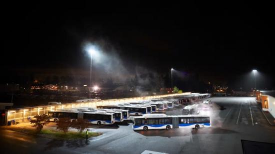 Flygbild från bussdepån i Bettorp, &Ouml;rebro.