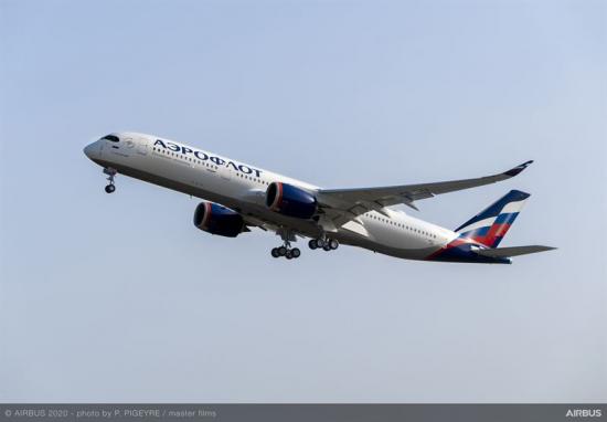 Den första A350-900 Aeroflots första flight.