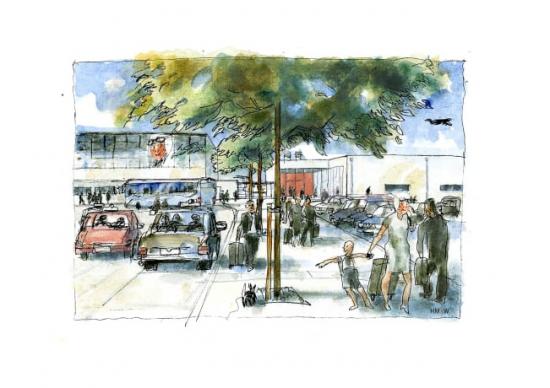 Så här kommer Bromma Stockholm Airports nya ankomsthall, till höger i bild, att se ut när den är färdig nästa år. Foto: HMXW arkitekter