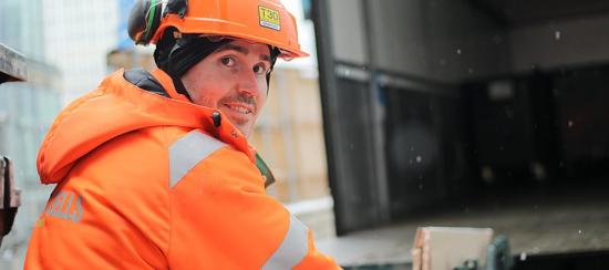 David Jansson, Ragn-Sells platschef vid Urban Escape-bygget..