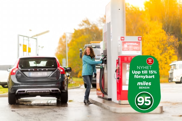 miles 95 bio med upp till 15 procent förnybart innehåll.