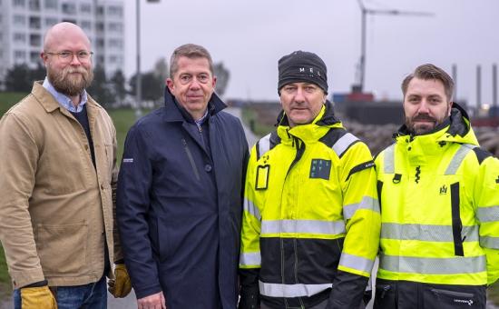 Robin Olsson, stadsnätschef Malmö Stadsnät, Morgan Olofsson, Elektroskandia, Patrick Berggren, Melbye Skandinavia samt Daniel Povoa, Malmö Stadsnät.